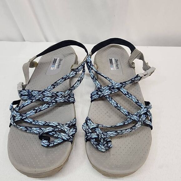 Skechers Size 11 Glitter Sporty Trail Women's Toe Loop Sandals Gray / Blue CC - Picture 2 of 7